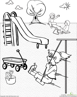 Color the playground worksheet education playground worksheets education