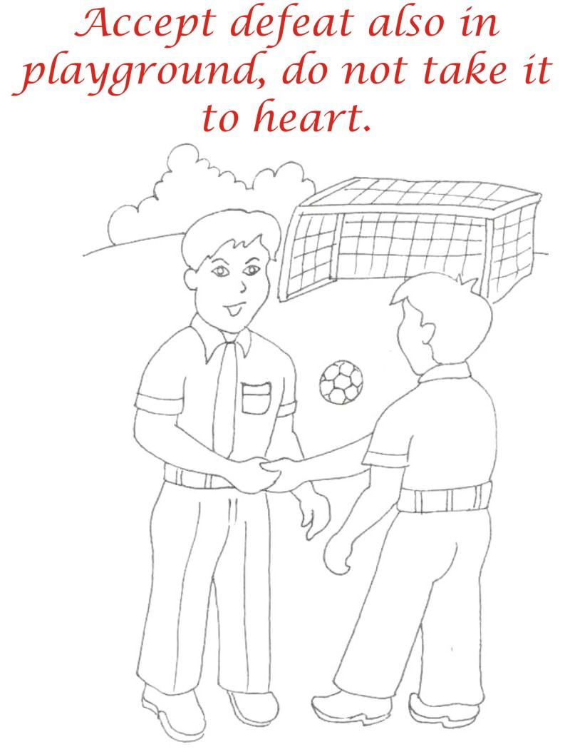 Manners in playground coloring page for kids