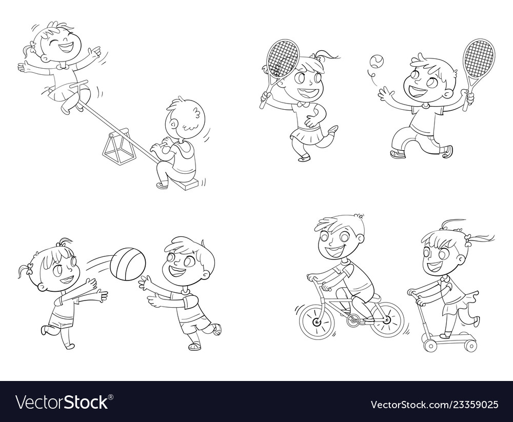 Recreation park playground coloring book vector image