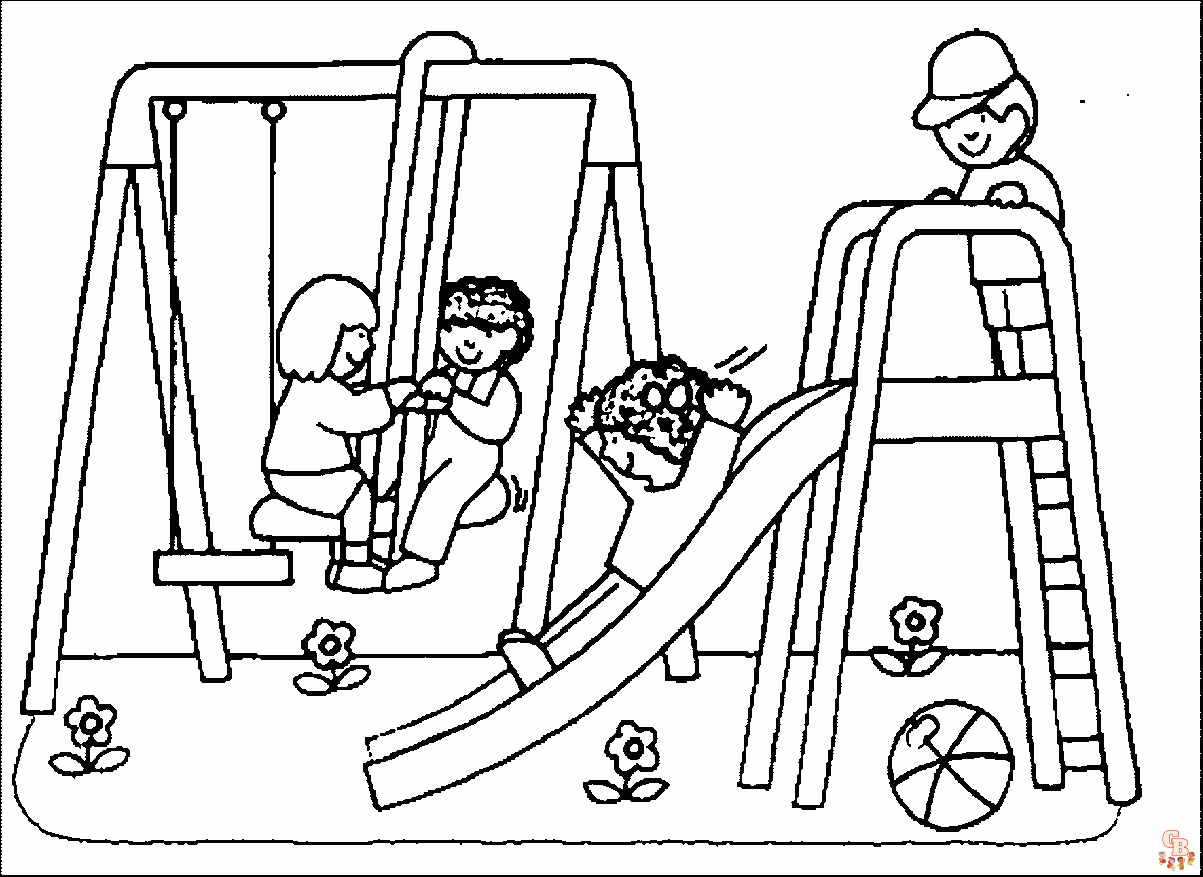 Enjoy fun playtime with playground coloring pages