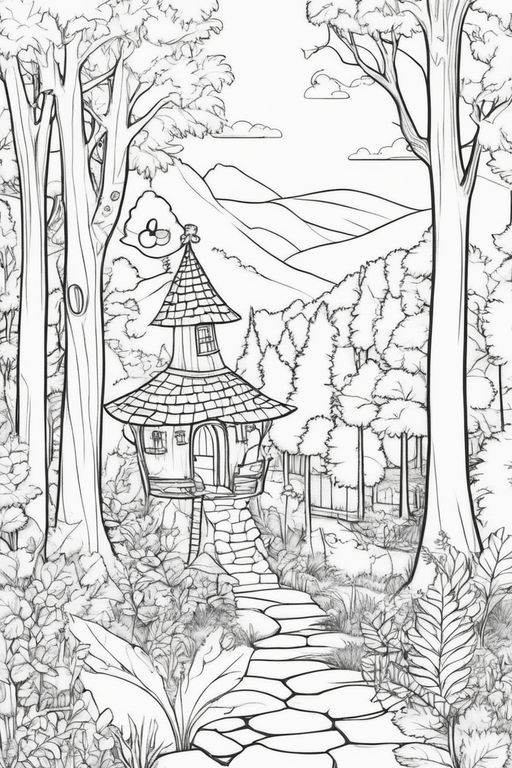 Create colouring sheet landscape