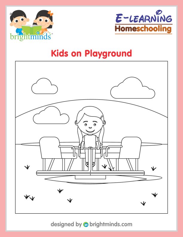 Kids on playground coloring sheet bright minds platform