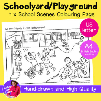 Schoolyardplayground coloring pagecolouring sheet elementaryprimary