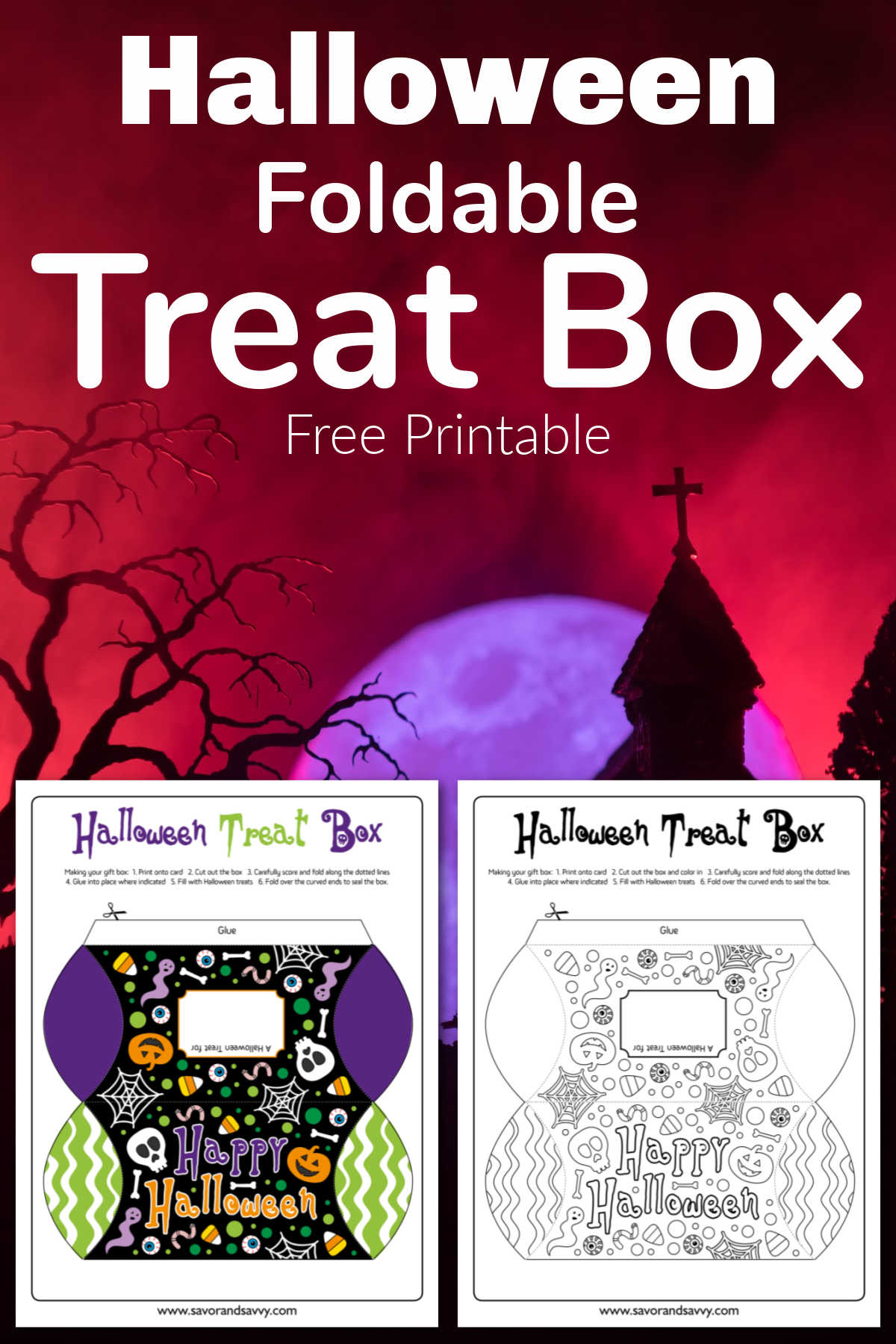 Halloween treat box printables coloring