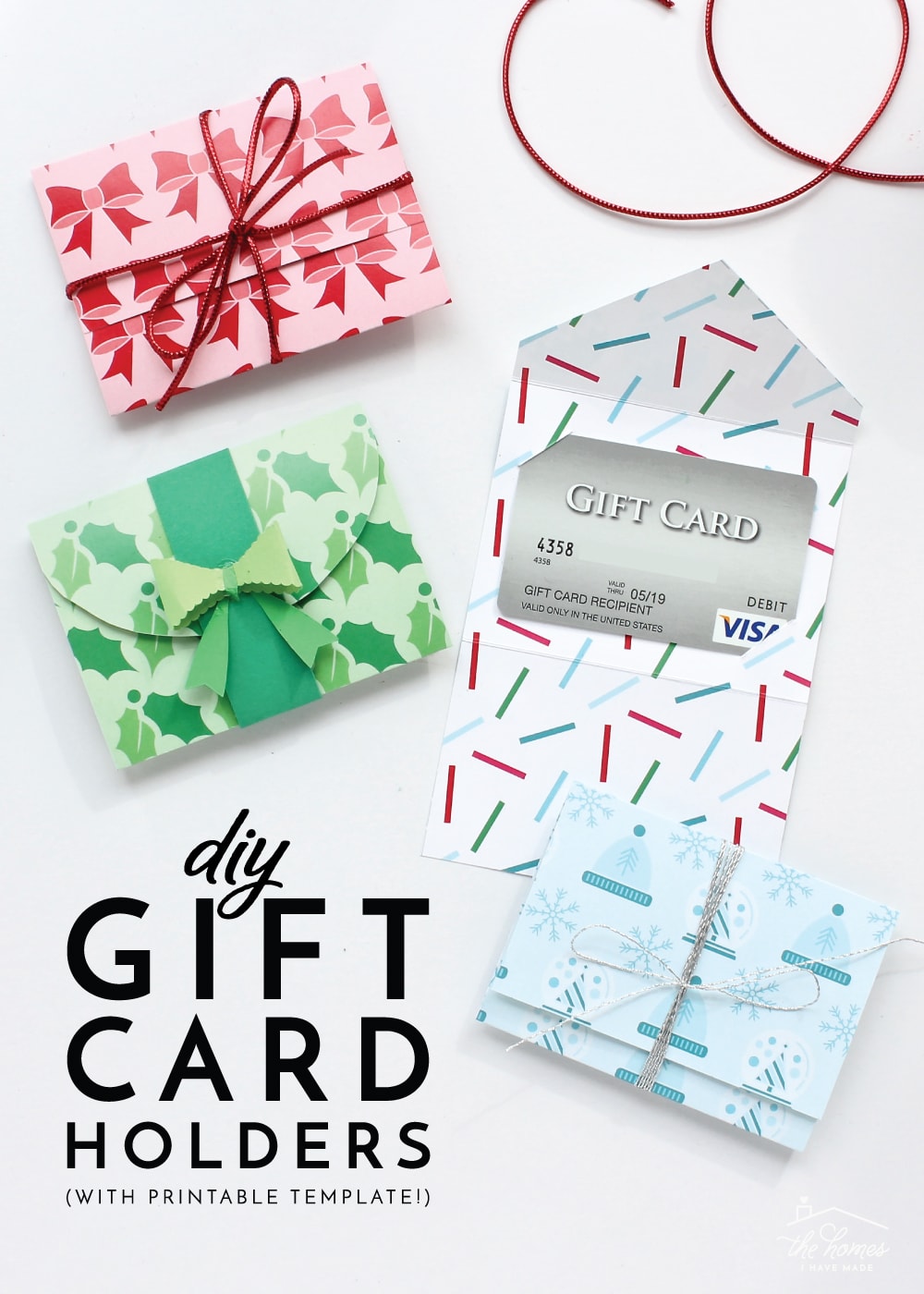 Diy gift card holders with printable template