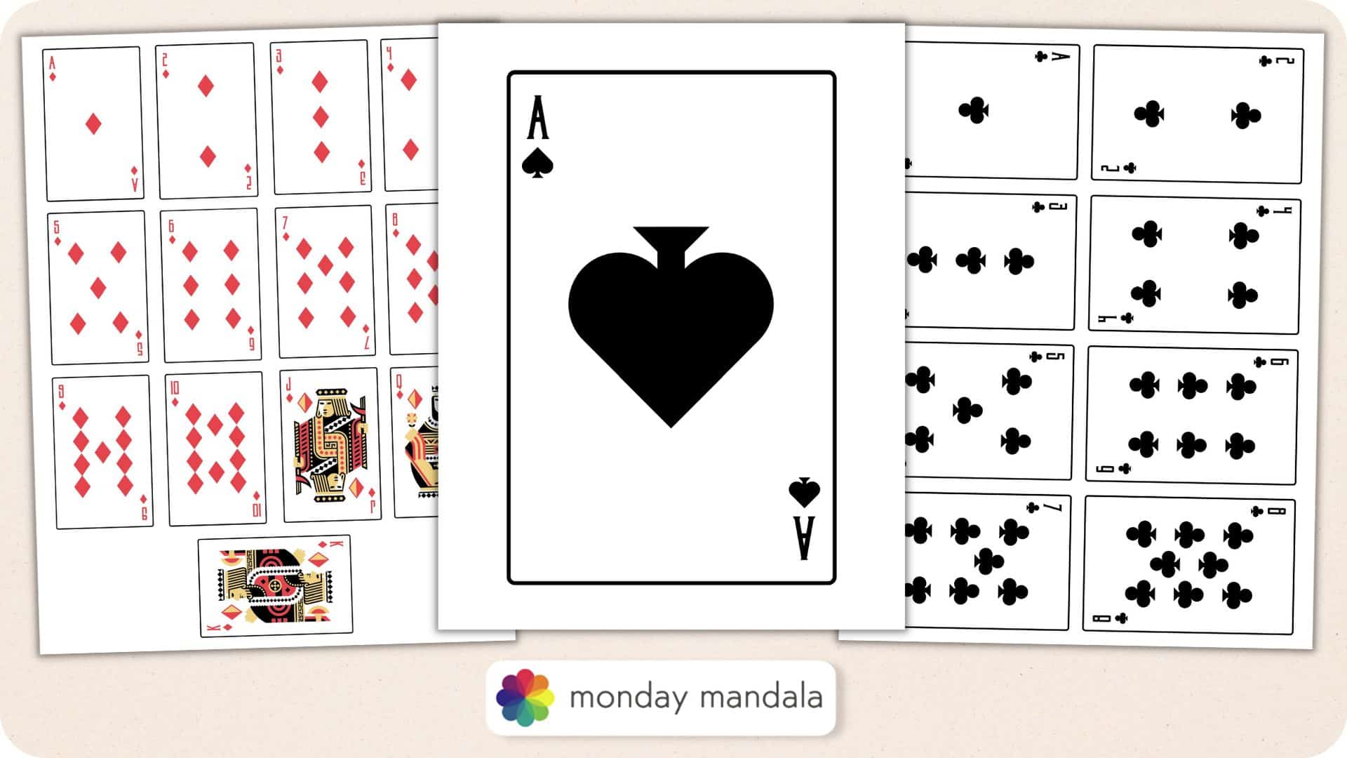 Printable playing cards free pdf sheets in sizes