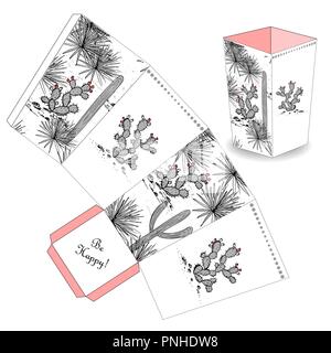 Gift box packaging design template gluing die cut