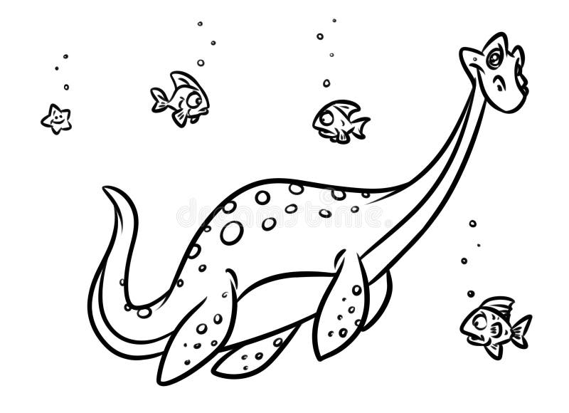 Dinosaur marine plesiosaur jurassic period coloring pages stock illustration