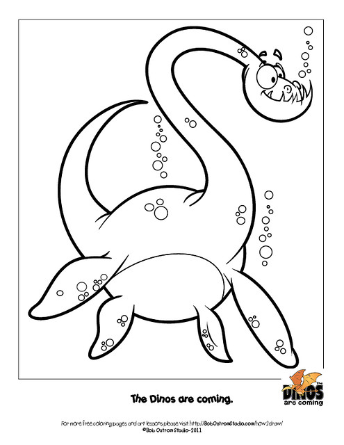 Plesiosaur free coloring page bob ostrom free stuff fridayâ