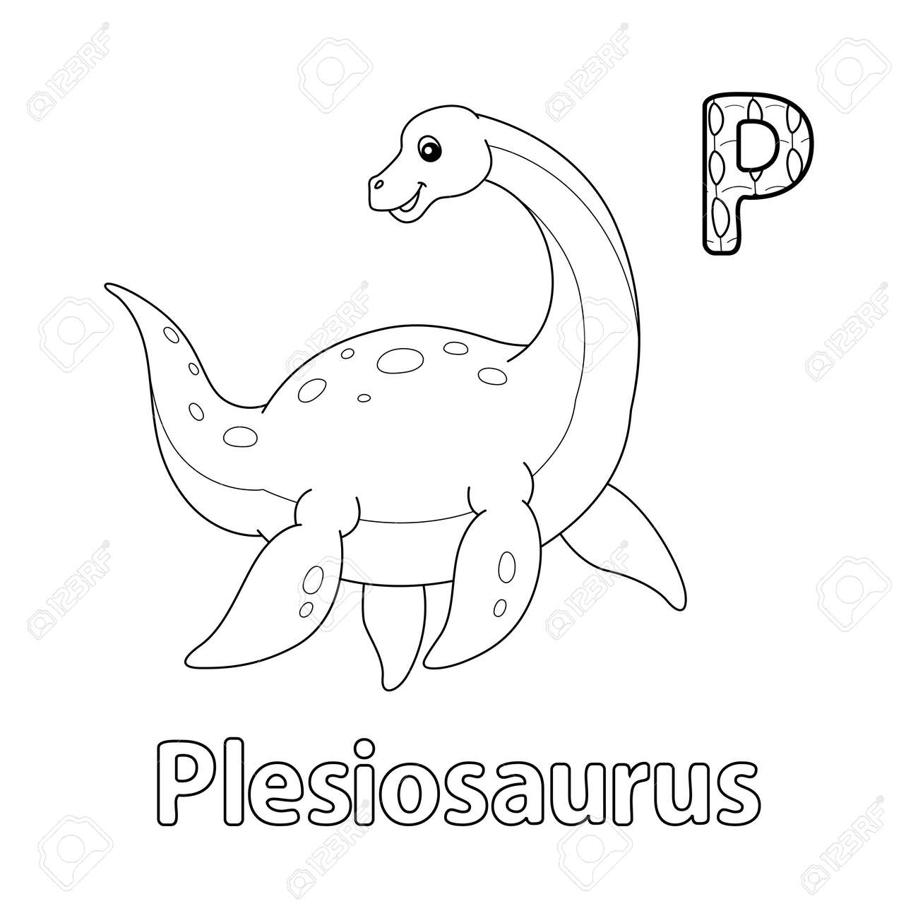 Plesiosaurus alphabet dinosaur abc coloring page p royalty free svg cliparts vectors and stock illustration image