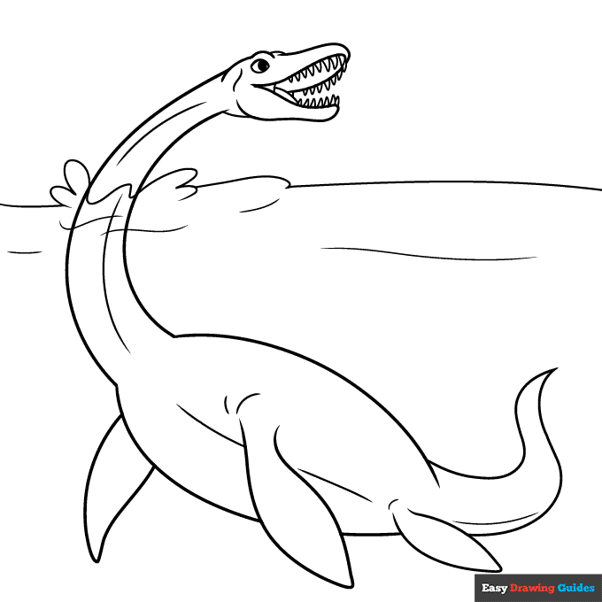 Plesiosaurus coloring page easy drawing guides