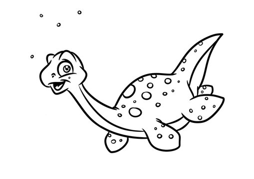 Dinosaur plesiosaur coloring page cartoon illustrations isolated image animal character illustration