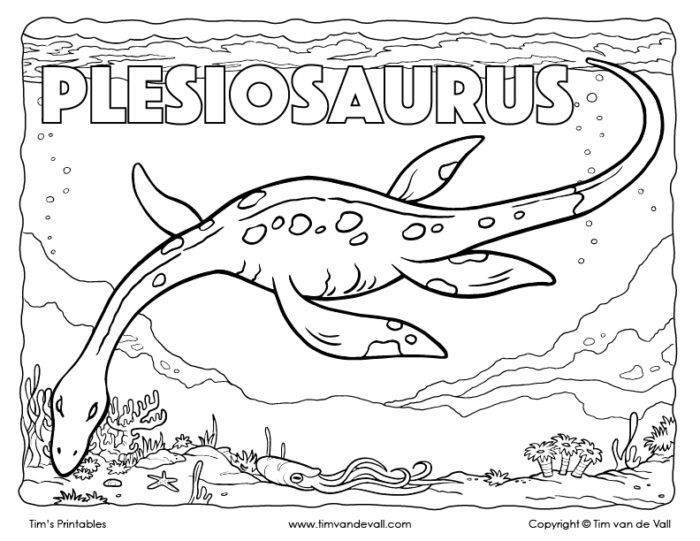 Plesiosaurus coloring page â tims printables dinosaur coloring pages coloring pages truck coloring pages