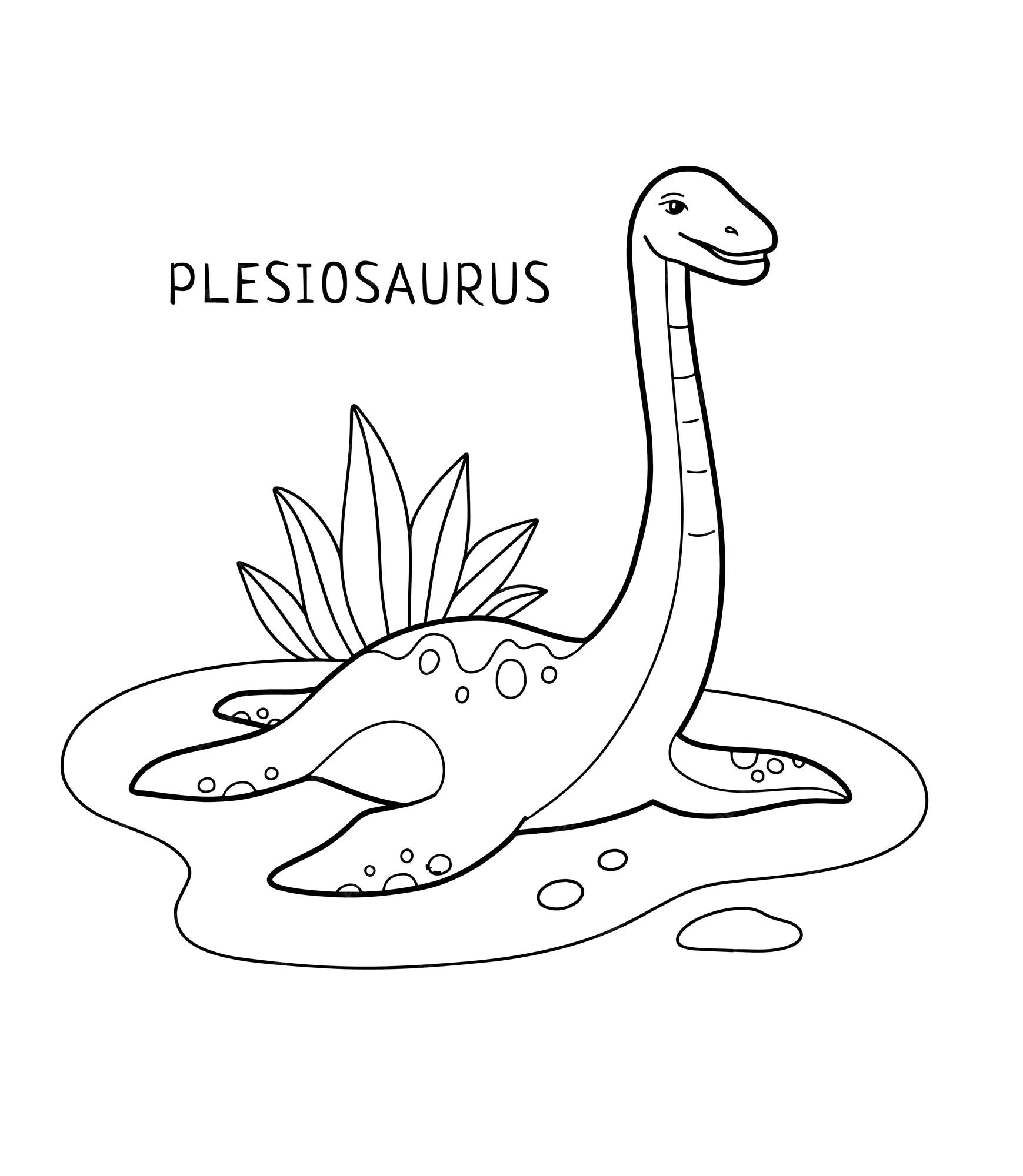 Premium vector plesiosaurus dnosaur printable coloring page for kids