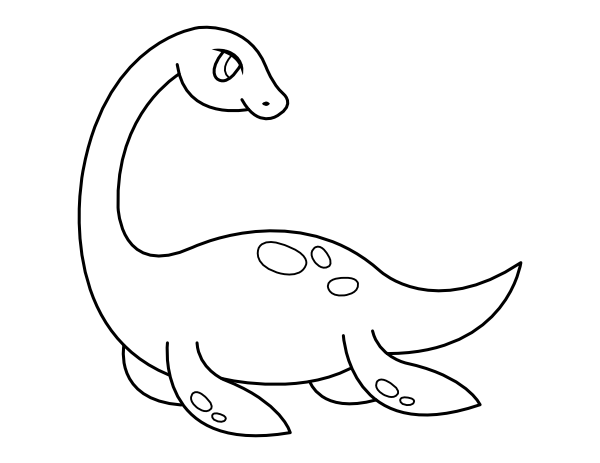 Printable cartoon plesiosaurus coloring page