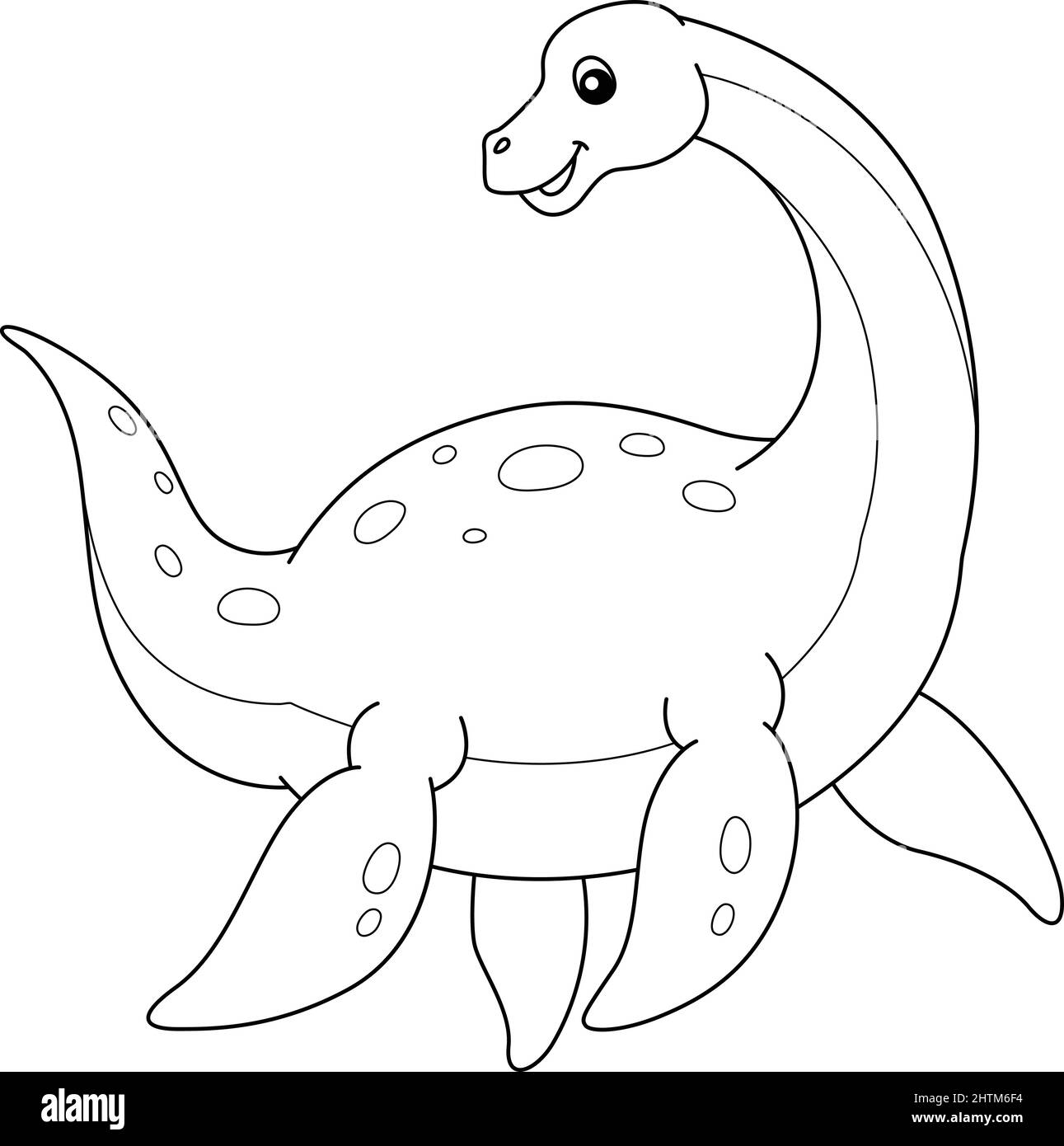 Plesiosaurus coloring isolated page for kids stock vector image art