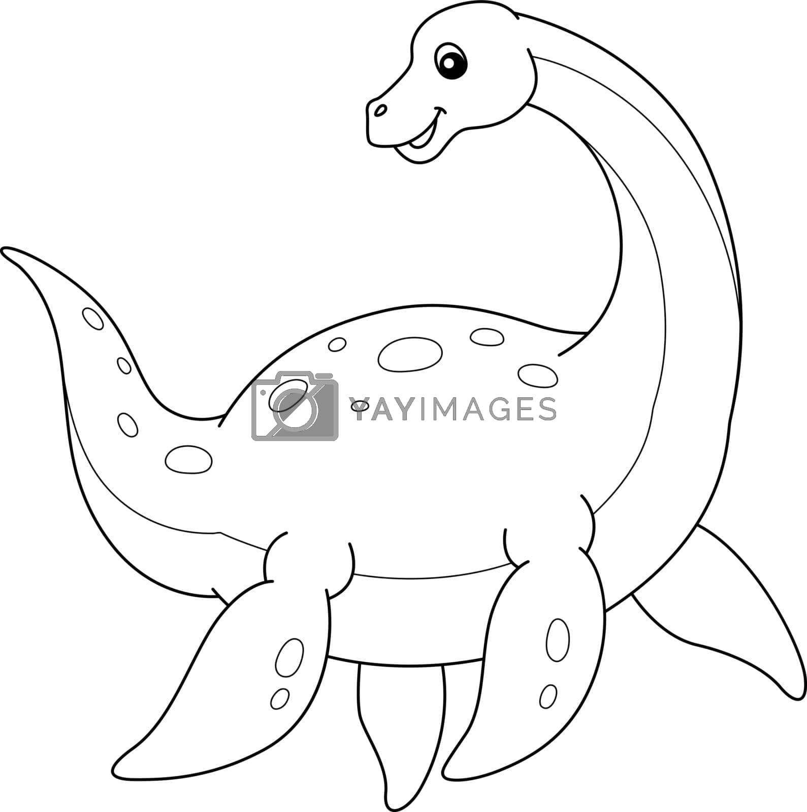 Plesiosaurus coloring isolated page for kids by abbydesign vectors illustrations with unlimited downloads