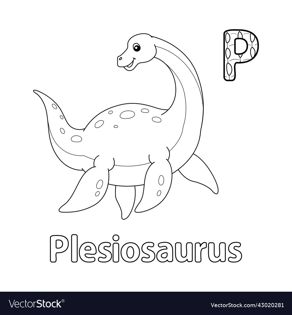 Plesiosaurus alphabet dinosaur abc coloring page p