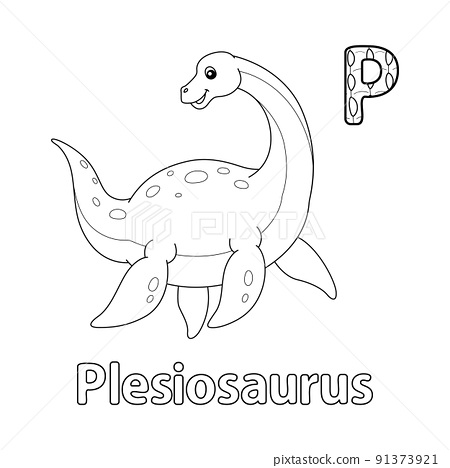 Plesiosaurus alphabet dinosaur abc coloring page p