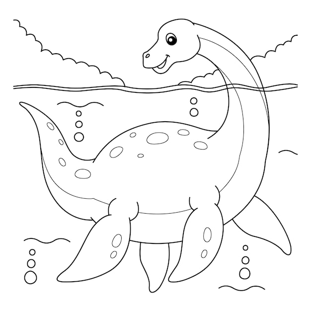 Premium vector plesiosaurus coloring page for kids