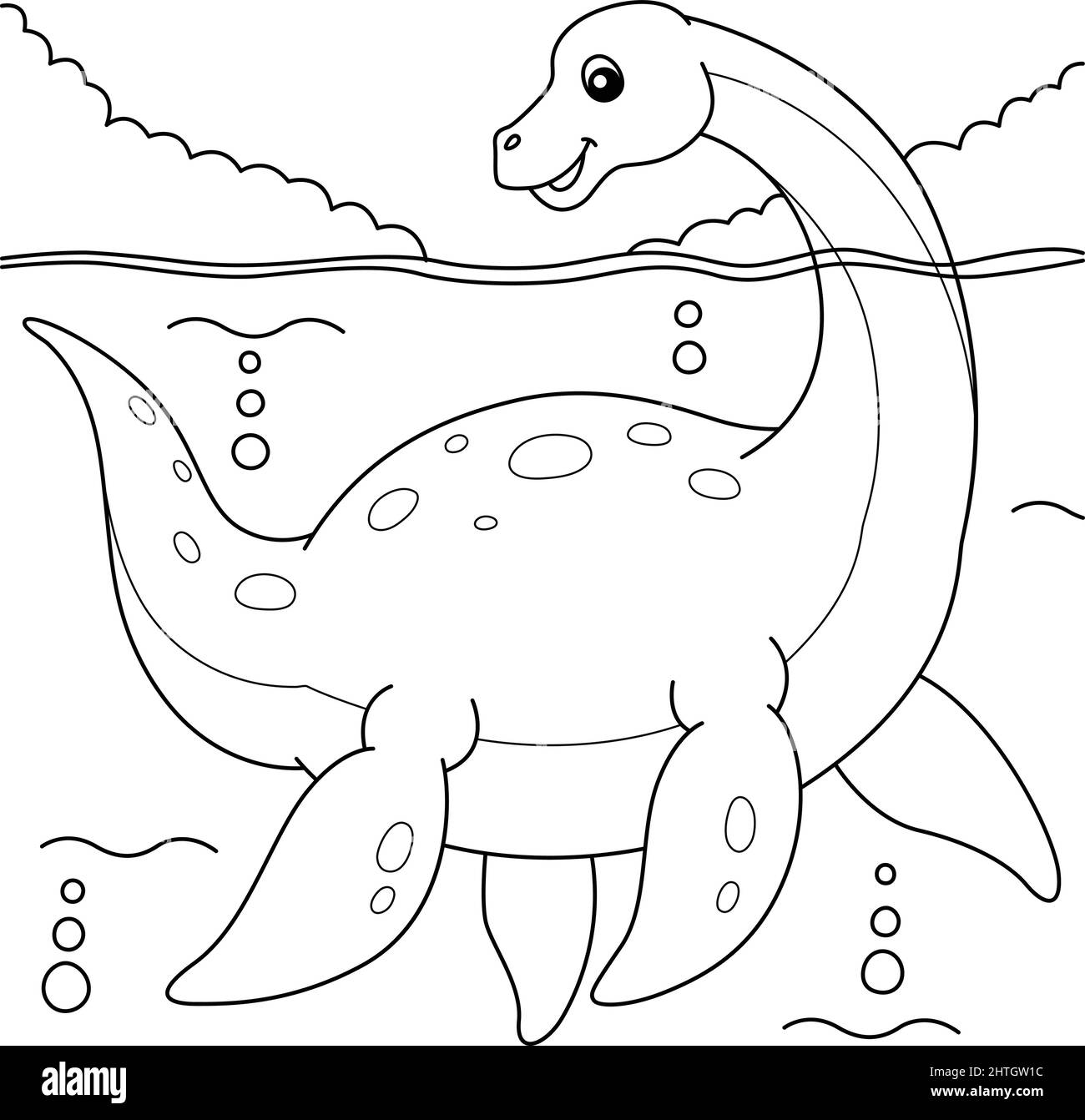 Plesiosaurus dinosaur coloring page illustration stock vector image art