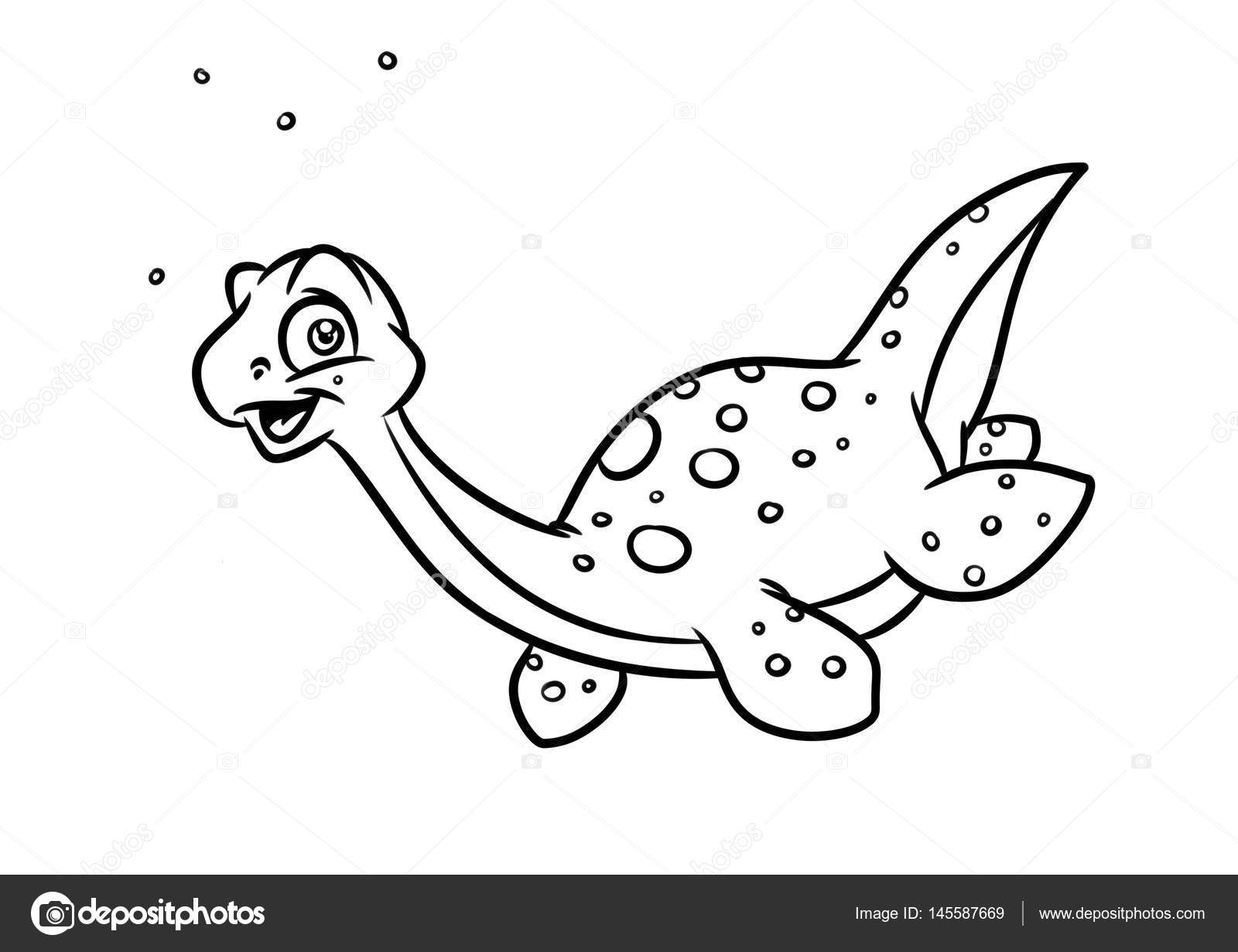 Dinosaur plesiosaur coloring page cartoon illustrations stock illustration by efengai