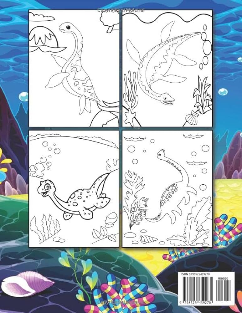 Plesiosaurus coloring book this book has amazing plesiosaurus and piranha stress relief relaxation coloring pages morrison simon books