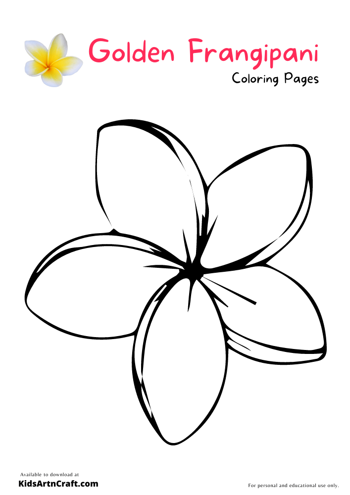 Golden frangipani coloring pages for kids â free printables