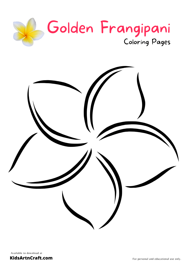 Golden frangipani coloring pages for kids â free printables