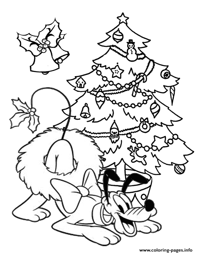 Pluto with christmas wreath coloring page printable