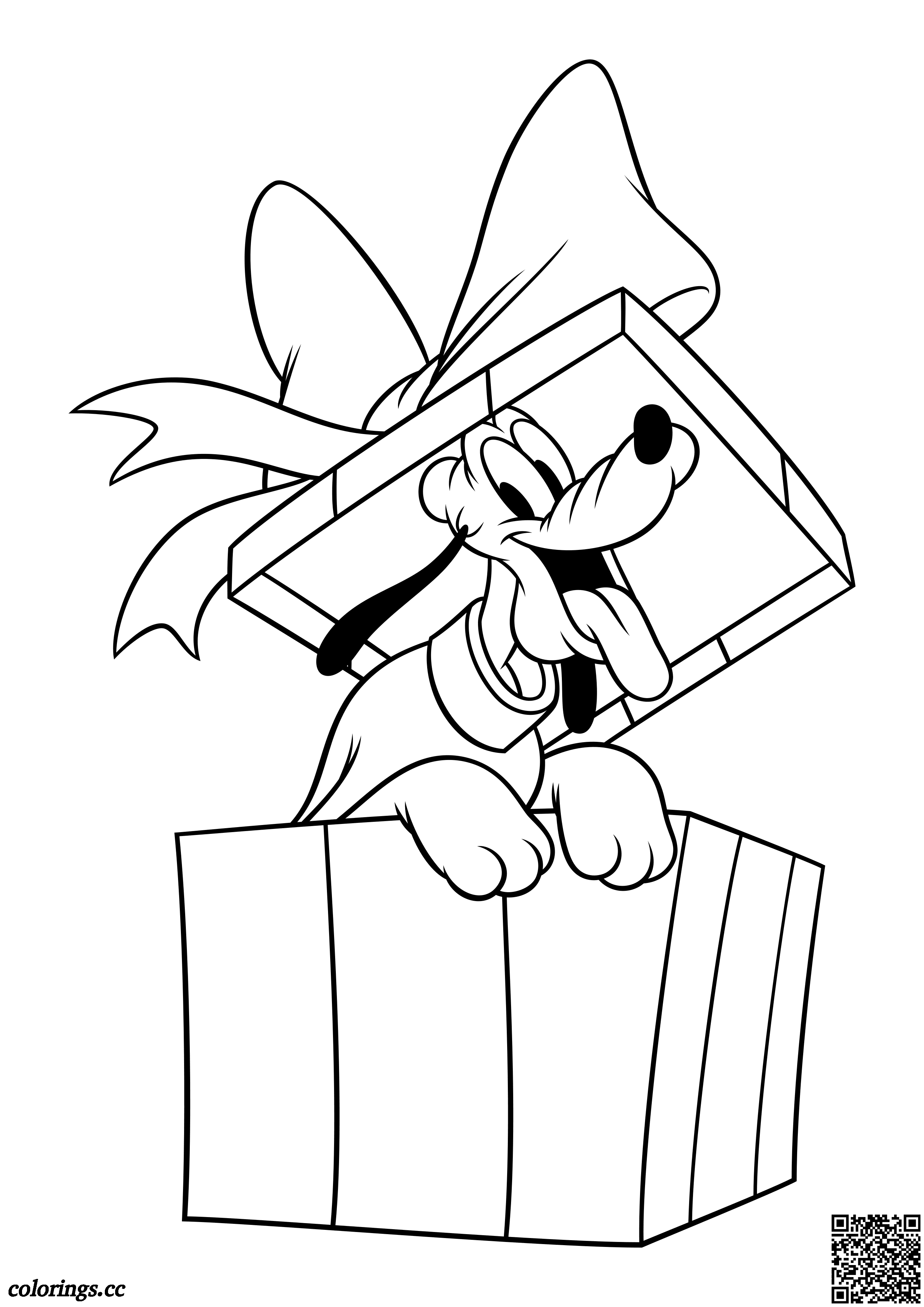 Christmas package with pluto coloring pages mickey mouse and friends coloring pages