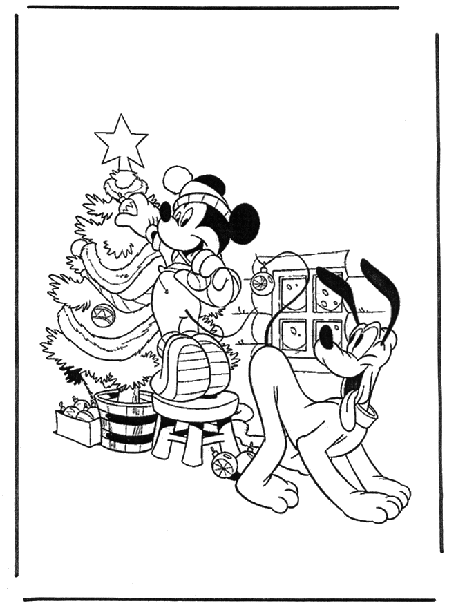 Pluto and mickey with christmastree