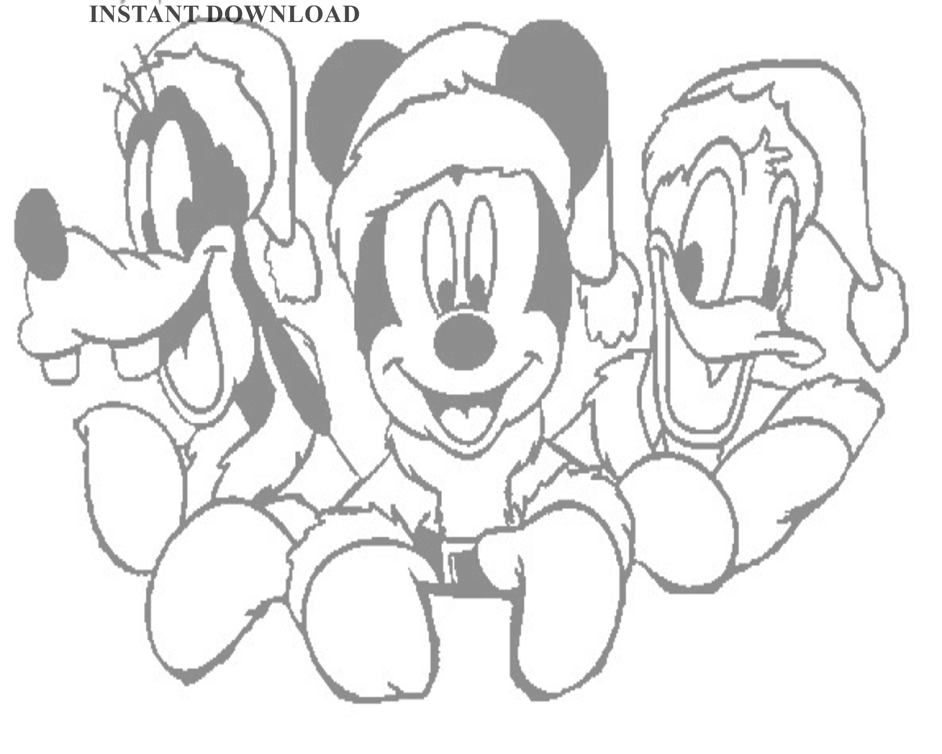 Printable donaldmickeygoofy christmas picture coloring pageinstant downloaddigital file x printable kids coloring download