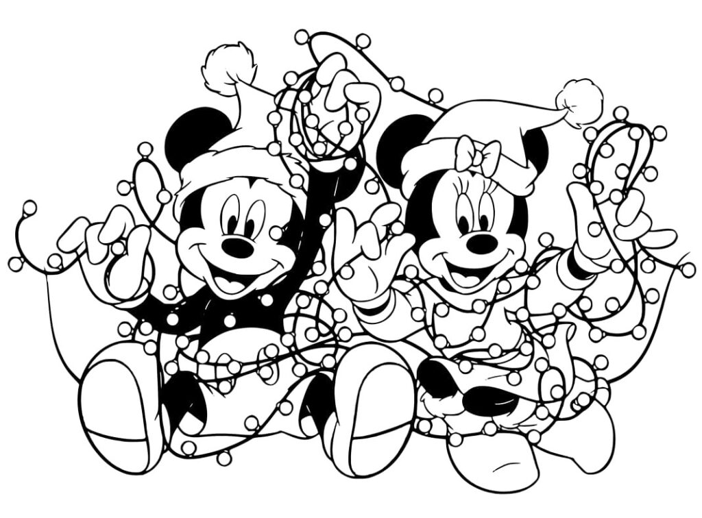 Mickey mouse christmas coloring pages