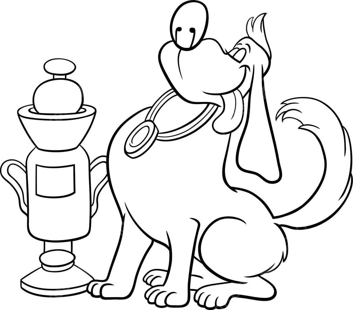 Coloring page of a cartoon dog holding a cup at a dog show vector car drawing cartoon drawing dog drawing png and vector with transparent background for free download