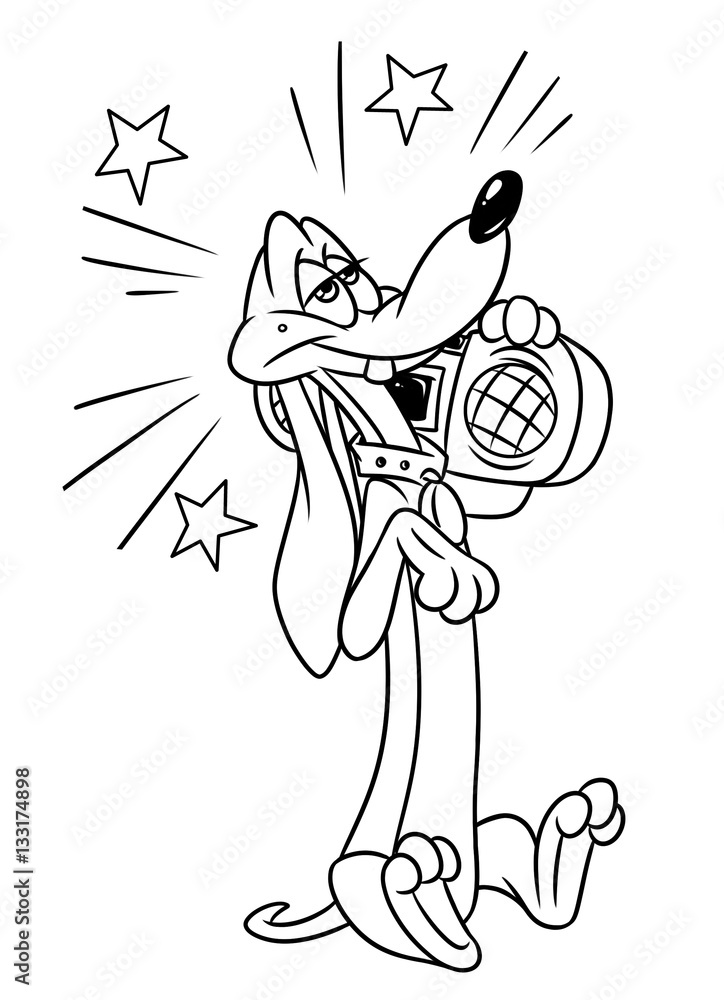 Dog dachshund audiophile music coloring pages cartoon illustration isolated image character illustration