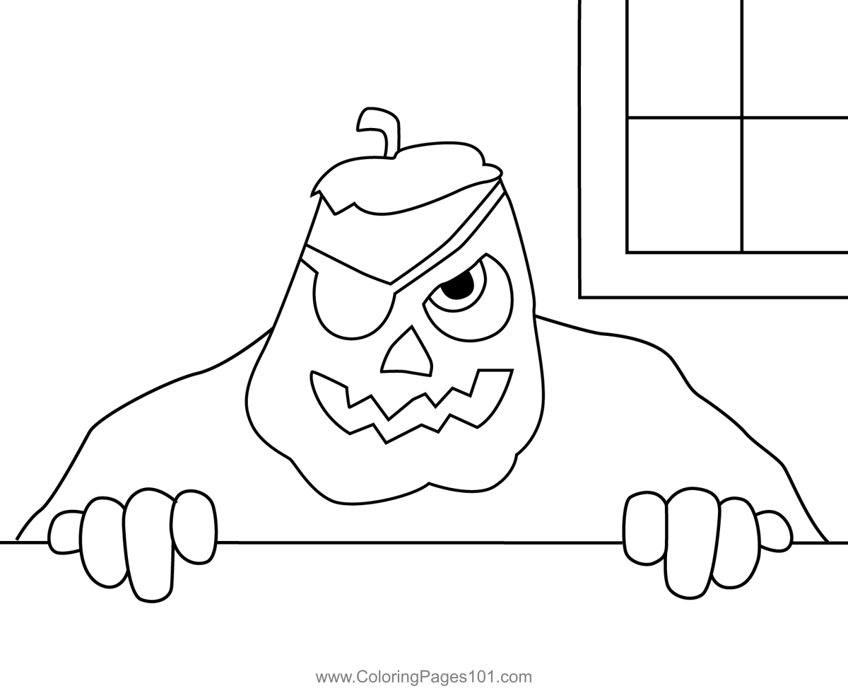 Pumpkin thief coloring page for kids