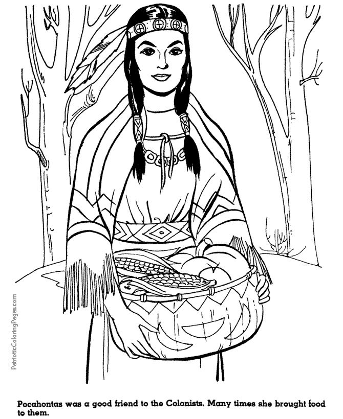 Pocahontas coloring page history for kids