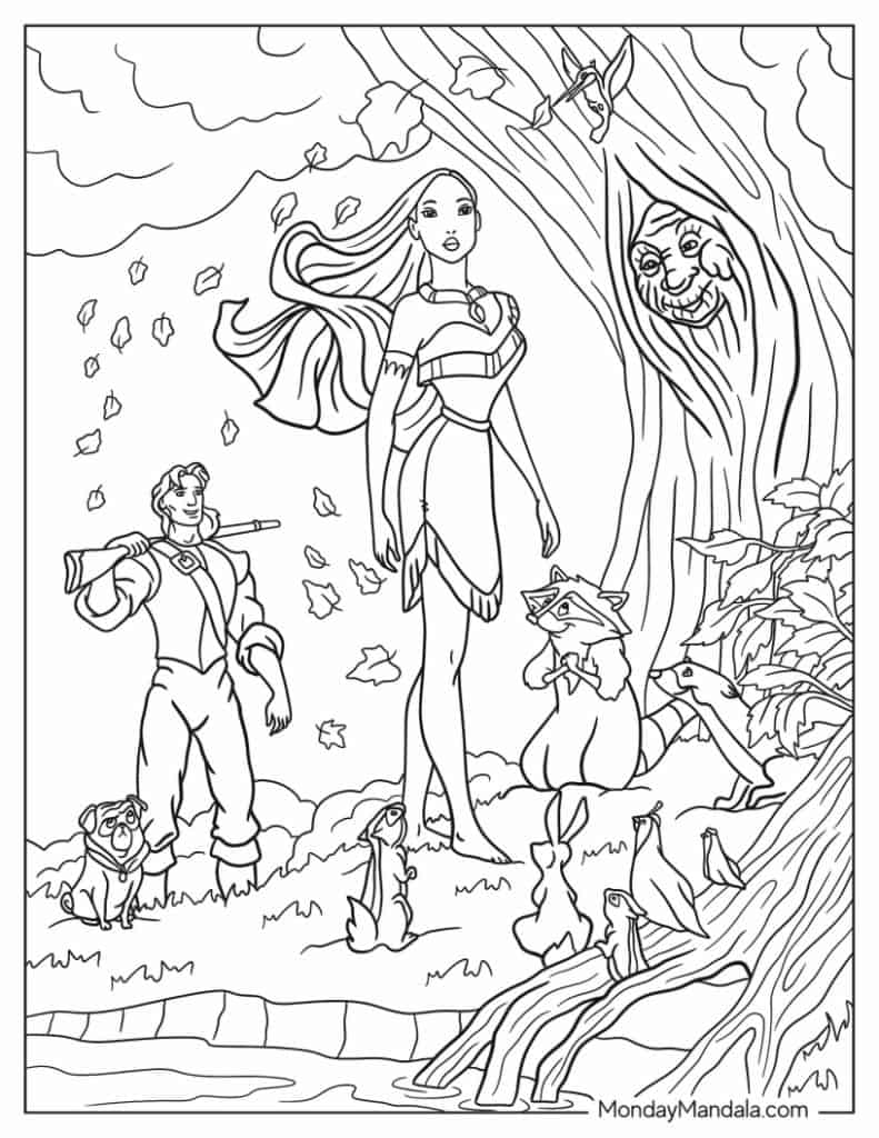 Pocahontas coloring pages free pdf printables