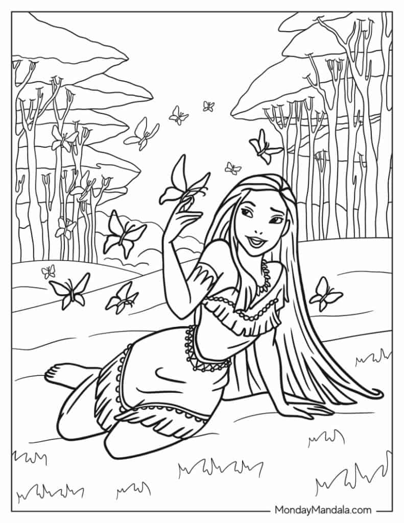 Pocahontas coloring pages free pdf printables