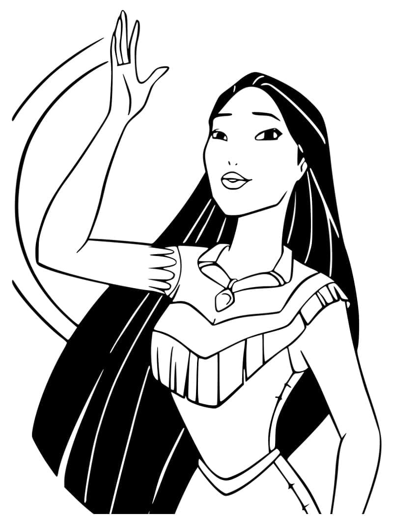 Pretty princess pocahontas coloring page