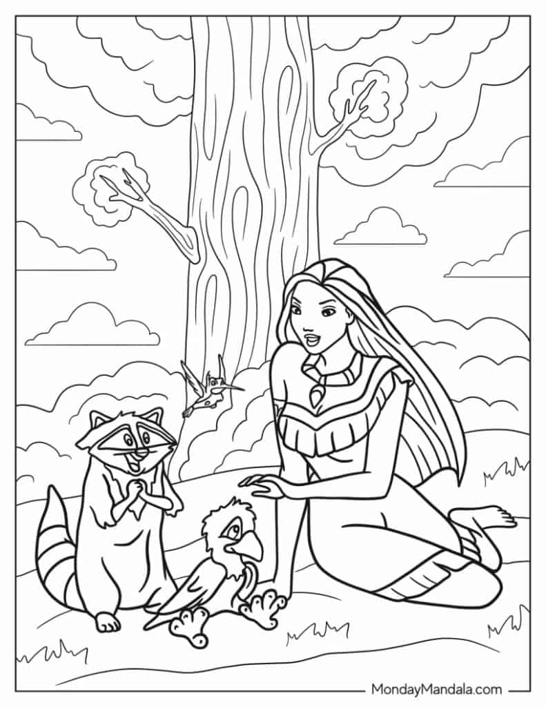 Pocahontas coloring pages free pdf printables