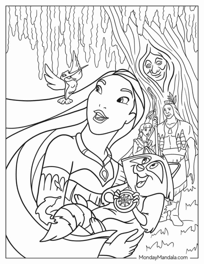 Pocahontas coloring pages free pdf printables