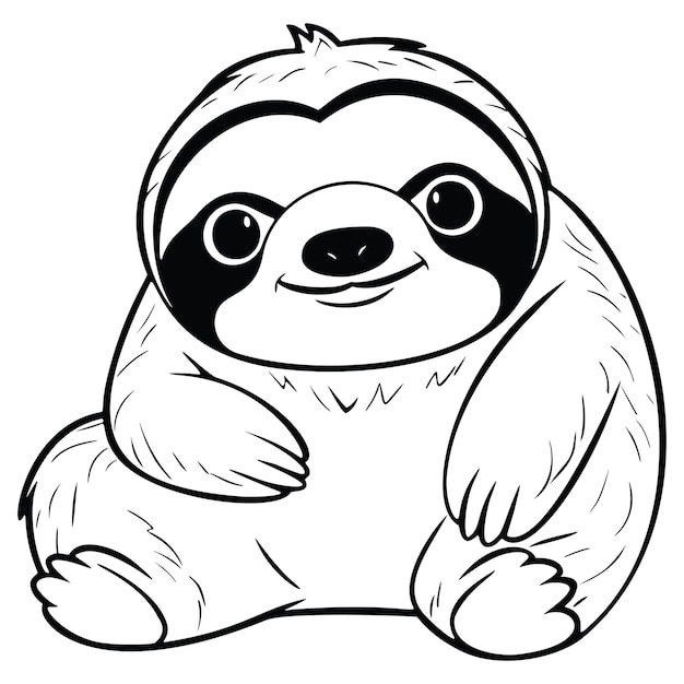 Premium vector kawaii sloth coloring page