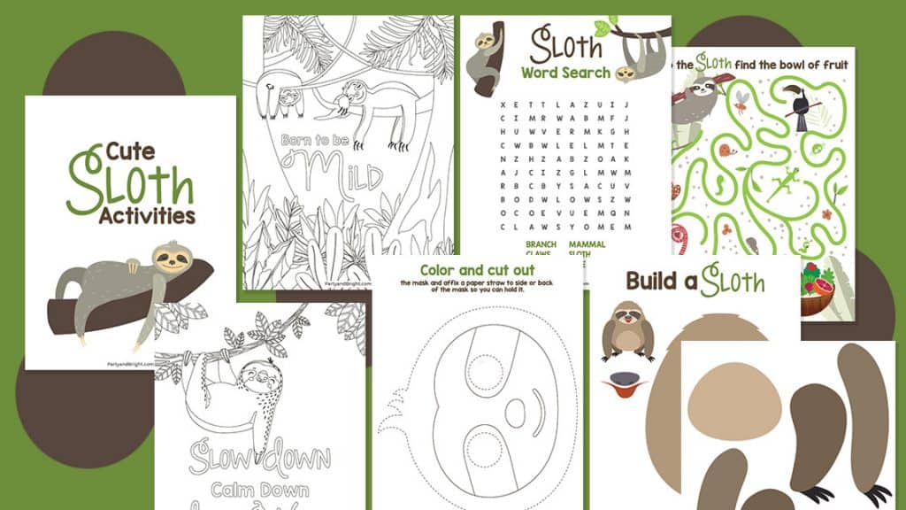 Cute sloth coloring pages printable activities