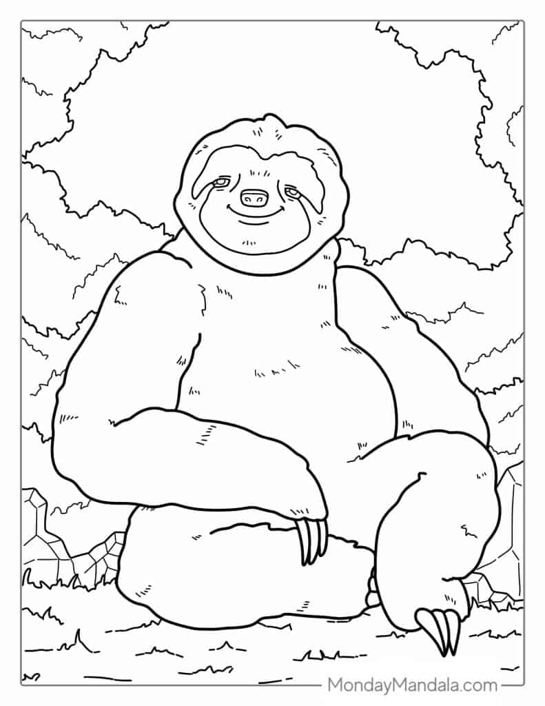 Sloth coloring pages free pdf printables