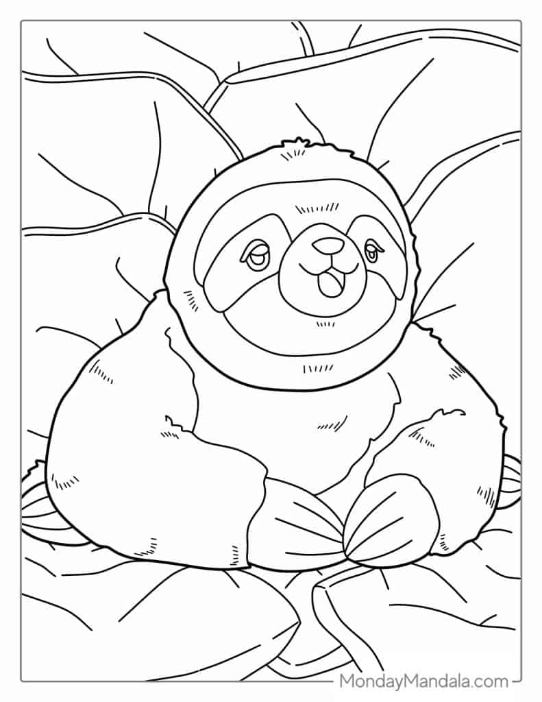 Sloth coloring pages free pdf printables