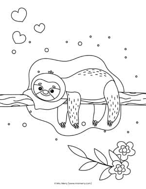 Free sloth coloring pages printable mrs merry