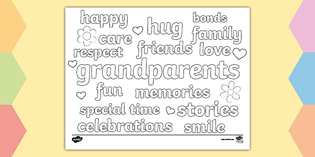Grandparents day coloring activity for kids usa