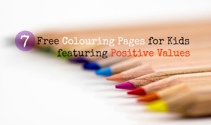Free colouring pages for kids on positive values